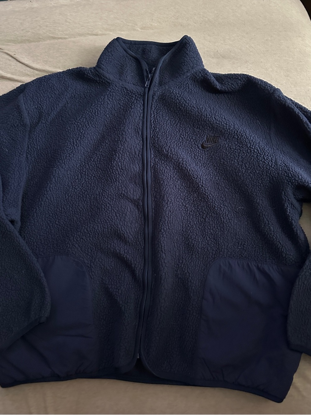 Nike Navy Club Fleece Sherpa Winterized Full-Zip Jacket